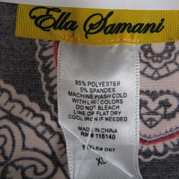 Ella Samani* Women's 3/4 Sleeve Boat Neck Curved Hem BOHO Design Blouse~ Size XL - Picture 4 of 10